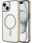 Apple iPhone 15 Kılıf Wireless Şarj Özellikli Sert Pc Tcmk Mat Riksos Magsafe Kapak-Sarı 1