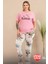 Lady Büyük Beden Çiçekli Pijama Kısa Kollu Pijama Takımı 2