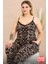 Lady Büyük Beden Leopar Desenli Askılı Üst Cepli Alt Pijama Takımı 2