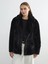 Lcw Eco Siyah Ceket Yaka Kadın Pelüş Mont 1