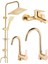 Gold Altın Kare Robot Duş Seti, Banyo, Mutfak Eviye ve Lavabo Bataryası Musluğu 4'lü Set 1
