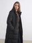 Lcw Modest Siyah Kapüşonlu Kadın Şişme Mont 3