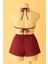 Kadın Bordo Şortlu Belden ve Boyundan Bağlamalı Bikini Takımı - Bordo - L-Xl 3