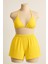 Kadın Sarı Şortlu Belden ve Boyundan Bağlamalı Bikini Takımı - Sarı - L-Xl 1