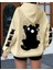 Punıx Büyük Beden Özel Seri Kapüşonlu Siyah Kedi Kol Sırt Baskılı Oversize Modern Kadın Sweatshırt 1