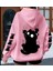 Punıx Büyük Beden Özel Seri Kapüşonlu Siyah Kedi Kol Sırt Baskılı Oversize Modern Kadın Sweatshırt 1