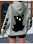 Punıx Büyük Beden Özel Seri Kapüşonlu Siyah Kedi Kol Sırt Baskılı Oversize Modern Kadın Sweatshırt 1