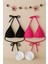 Kadın Siyah ve Fuşya Minimal Kesim Üçgen Bikini Üstü - Çok Renkli - L-Xl 5