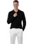 Erkek Siyah Polo Yaka Fitilli Triko Kazak – %100 Pamuk, Esnek Dokulu, Modern Kalıp 2605305 1