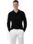Erkek Siyah Polo Yaka Fitilli Triko Kazak – %100 Pamuk, Esnek Dokulu, Modern Kalıp 2605305 2