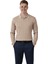 Erkek Bej Polo Yaka Fitilli Triko Kazak – %100 Pamuk, Esnek Dokulu, Modern Kalıp 2605305 1
