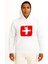Kapüşonlu Isviçre Bayrağı Göğüs Baskılı Unisex Sweatshirt 1