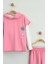 Kız Çocuk Pembe Kapüşonlu Yelekli Bluz ve Ispanyol Paça Pantolon Takımı (Üç Parça) 3