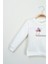 Bebek Kız Beyaz Çiçek Aplike Detaylı Sweatshirt ve Pembe Eşofman Altı Takımı 3