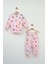 Kız Çocuk Pembe Çiçek Desenli Uzun Kollu Pijama Takımı 1