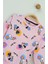 Kız Çocuk Pembe Karakter Baskılı Pamuklu Pijama Takımı 5