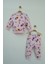 Kız Çocuk Pembe Karakter Baskılı Pamuklu Pijama Takımı 6