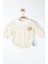 Krem Rengi Fisto Yaka ve Örgü Çiçek Detaylı Kız Bebek Body/tulum ve Saç Bandı 4