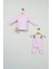 Sevimli Tavşan Desenli %100 Pamuk Pembe Bebek Takımı 4