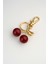 Kiraz Charm Çanta Süsü & Aksesuarı, Altın Gold Renk Simli Cherry, Reçine Taşlı Çanta Anahtarlık 2