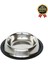 Premium Uzun Ömürlü Sağlam Kaymaz Kauçuk Taban Paslanmaz Çelik Metal Kedi Köpek Mama Su Kabı 26 cm 2