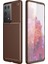 Ieg Samsung Galaxy S21 Ultra Kılıf Auto Focus Karbon Kapak - Kahverengi 1
