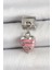 Bfs 316L Çelik Gümüş Renk Pembe Kalp Model Nomination Charm 1