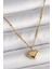 Bfs 316L Çelik Gold Renk Zincir Love Işlemeli Kalp Figür Kadın Kolye 1