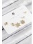 Bfs Pirinç Zirkon Taşlı Yıldız ve Gül Model Gold Renk 925 Ayar Gümüş Çivi Kadın Küpe Set 1