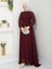 Kadın Kolları Işlemeli Astarlı Abiye Elbise YZ2501 Bordo - 40 1