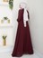 Kadın Kolları Işlemeli Astarlı Abiye Elbise YZ2501 Bordo - 40 4
