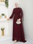 Kadın Kolları Işlemeli Astarlı Abiye Elbise YZ2501 Bordo - 40 5