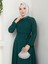 Kadın Kolları Işlemeli Astarlı Abiye Elbise YZ2501 46 - Zümrüt Yeşili 5