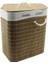 Bambu Ahşap Kirli Çamaşır Sepeti 30X44CM Seyyar Kapaklı Içi Bezli Ip Kulplu (5358) 1