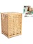 Ahşap Bambu Kirli Çamaşır Sepet Kumaş Çantalı SEPET=45X45X62CM (5358) 1