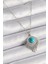 316L Çelik Gümüş Renk Zincir Mavi Boncuklu Zirkon Taşlı Kadın Kolye - TJ-BKO9617 5