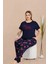 Lady Lacivert Büyük Beden Bayan Pijama Takımı 1