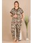 Lady Siyah Renk ve Desenli Kadın Kısa Kol Gömlek Yaka Büyük Beden Anne Pijama Takımı 1