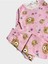 Kız Çocuk Pamuklu Şardonlu Pembe Ayıcık Desenli Uzun Kollu Kışlık Pijama Takımı 5