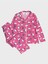 Kız Çocuk Pamuklu Süet Kumaş Pembe Hello Kitty Desenli Uzun Kollu Gömlek Yaka Düğmeli Pijama Takımı 1