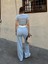 Crop Pantolon Biyeli Alt Üst Takım Mavi 4