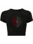 Kadın Renkli Spider Kristal Taş Baskılı Crop T-Shirt 1