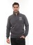 Erkek Füme Standart Fit Normal Kesim Içi Polarlı Yarım Fermuarlı Dik Bato Yaka Pamuklu Sweatshirt 1
