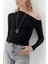 Kayık Yaka Düşük Omuz Bluz Siyah 4