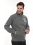 Erkek Gri Standart Fit Normal Kesim Içi Polarlı Yarım Fermuarlı Dik Bato Yaka Pamuklu Sweatshirt 5