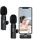 Type-C 2 Adet Mikrofonlu Tek Alıcılı Kablosuz Cep Telefonu Için USB C Girişli Gürültü Önleyicili Profesyonel Dış Mekan Vlog Canlı Yayın Youtuber Yaka Mikrofonu Siyah 1