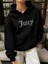 Kadın Oversize Juicy Kristal Taş Baskılı Hoodie Kalın Sweatshirt 2