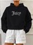 Relaxed Fit Taş Baskılı Juicy Crop Hoodie Sweatshirt Siyah 1