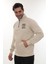 Erkek Bej Standart Fit Normal Kesim Içi Polarlı Yarım Fermuarlı Dik Bato Yaka Pamuklu Sweatshirt 2