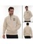 Erkek Bej Standart Fit Normal Kesim Içi Polarlı Yarım Fermuarlı Dik Bato Yaka Pamuklu Sweatshirt 5